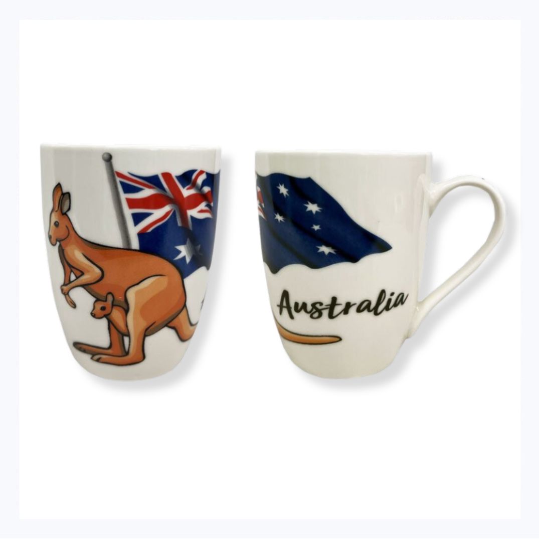 souvenir mug kangaroo wtih flag