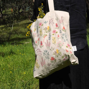 Tote Bag with Pockets Australian Wildflowers