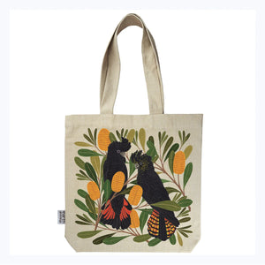 Tote Bag with Pockets Cockatoos & Banksia