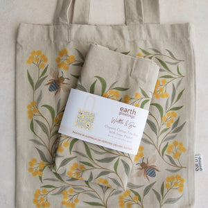 Tote Bag With Pocket Wattle and Bee 