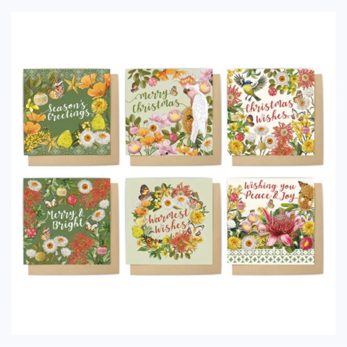 Australian-Xmas-card-box-set-of-6- botanical-blooms