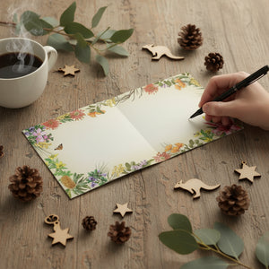 Writing-on-Xmas-card-Botanical-Blooms-wreath