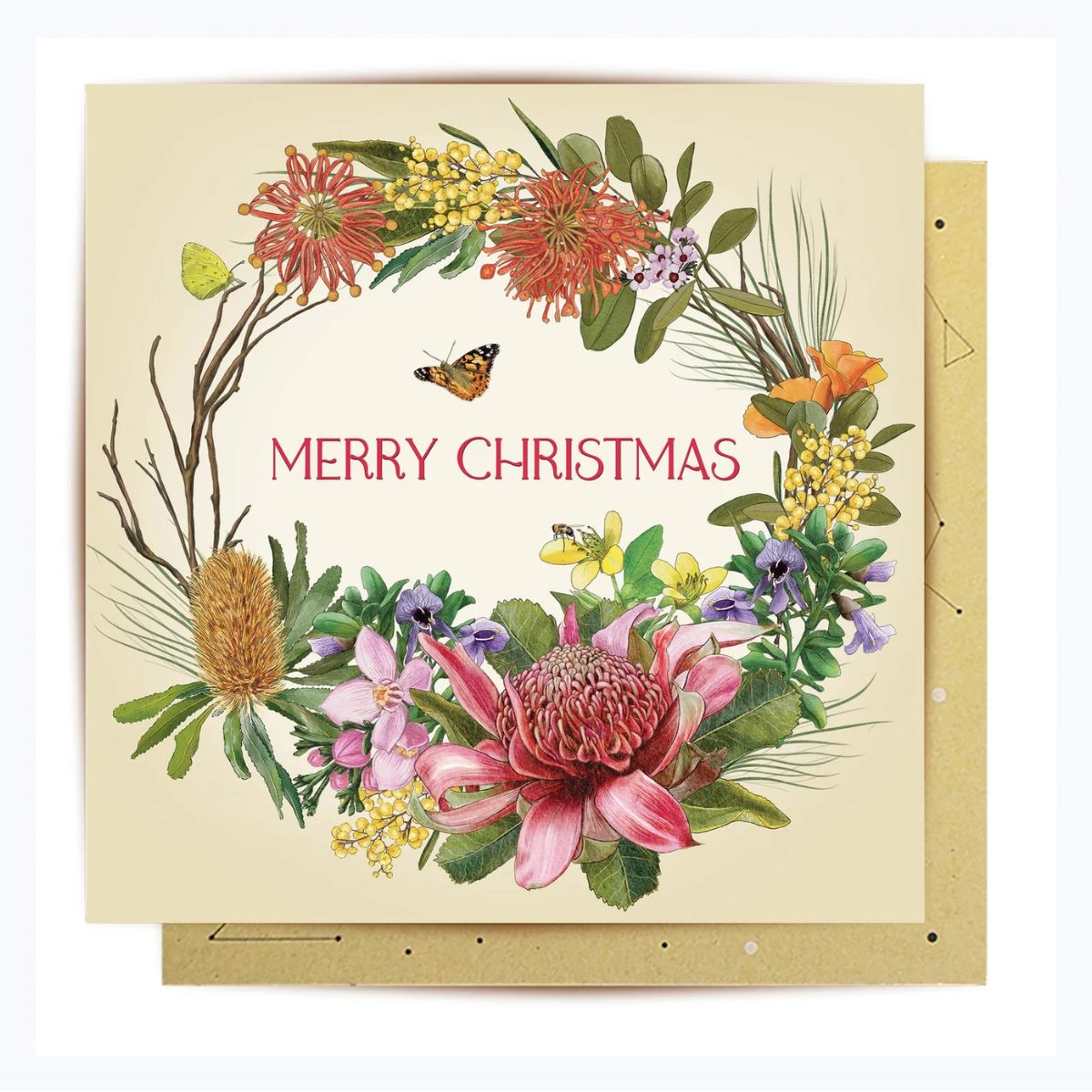 Australian-Xmas-Card-Single-Botanical-Blooms-wreath