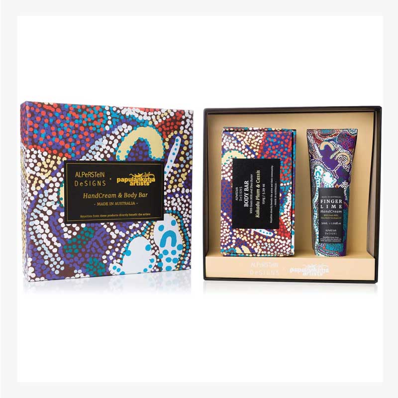 Aboriginal Art Gift Box Finger Lime Handcream and Kakadu plum & Cass