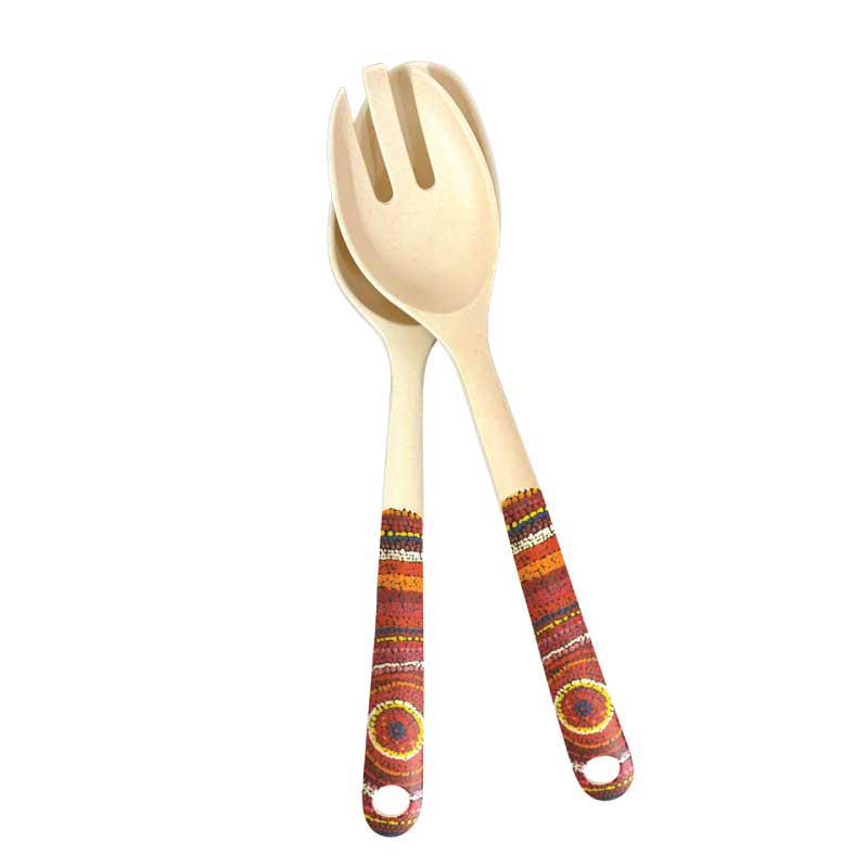 Aboriginal Art Salad Server Set Barbara Weir I Still Call Australia