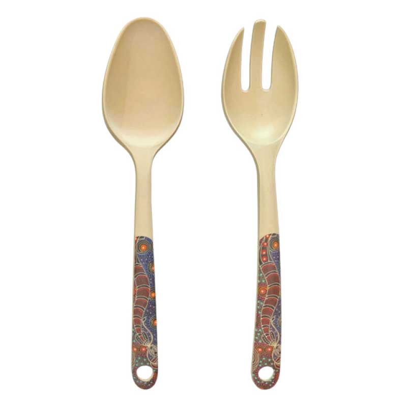 Aboriginal Art Salad Server Set Colleen Wallace I Still Call