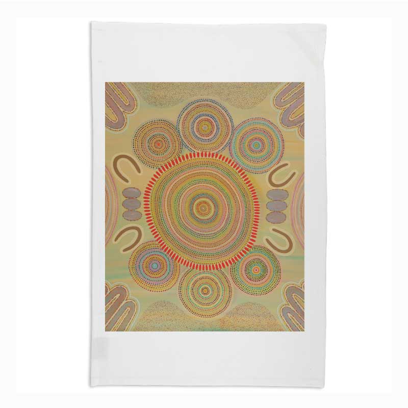 aboriginal-art-tea-towel-sherry-johnstone-ceremony