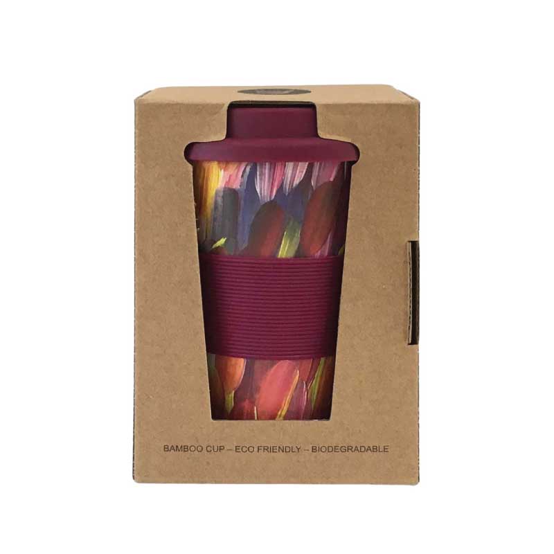 Coffee Cup Bamboo Aboriginal Design - Gloria Petyarre Leaves