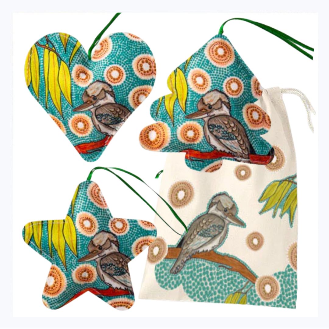 aboriginal-christmas-decoration-kookaburra-set-bag-tree-bauble