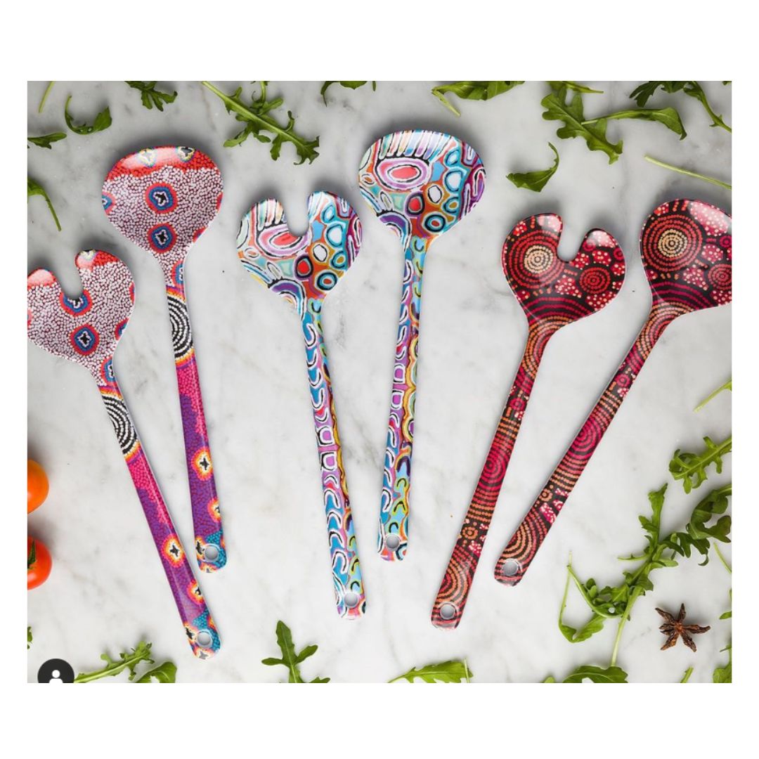 aboriginal art salad servers ruth stewart