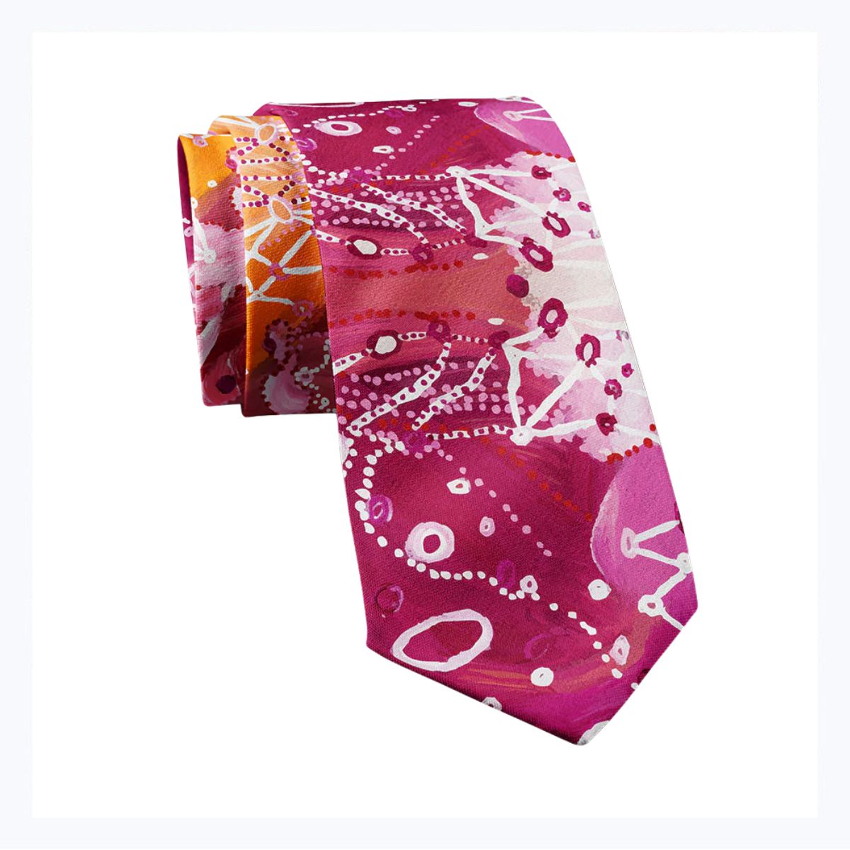 aboriginal silk tie pink