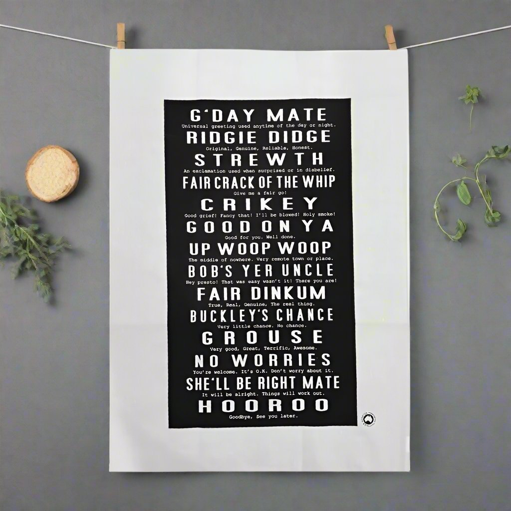 aussie slang tea towel