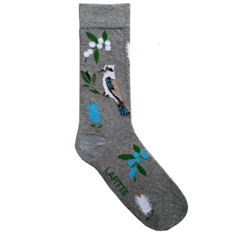 aussie socks kookaburra grey