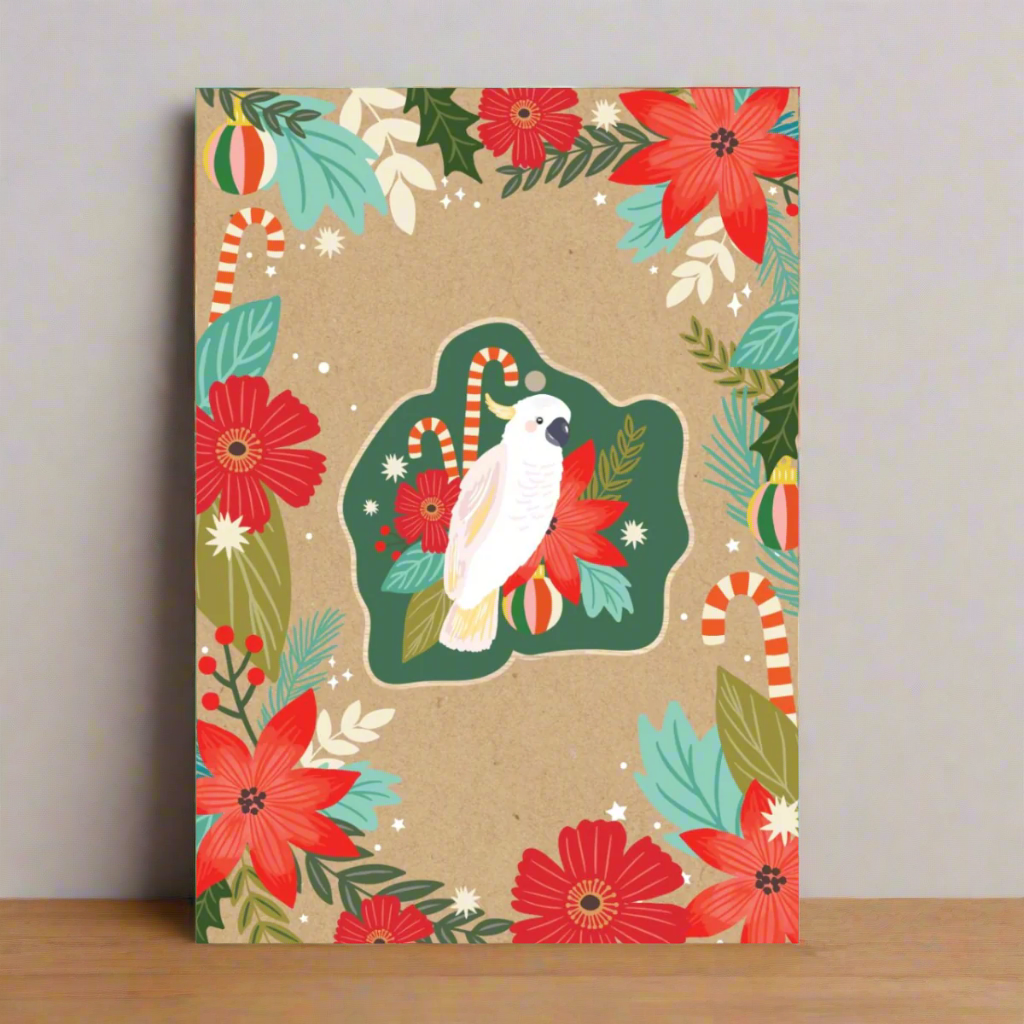 aussie-xmas-decoration-cockatoo-greeting-card