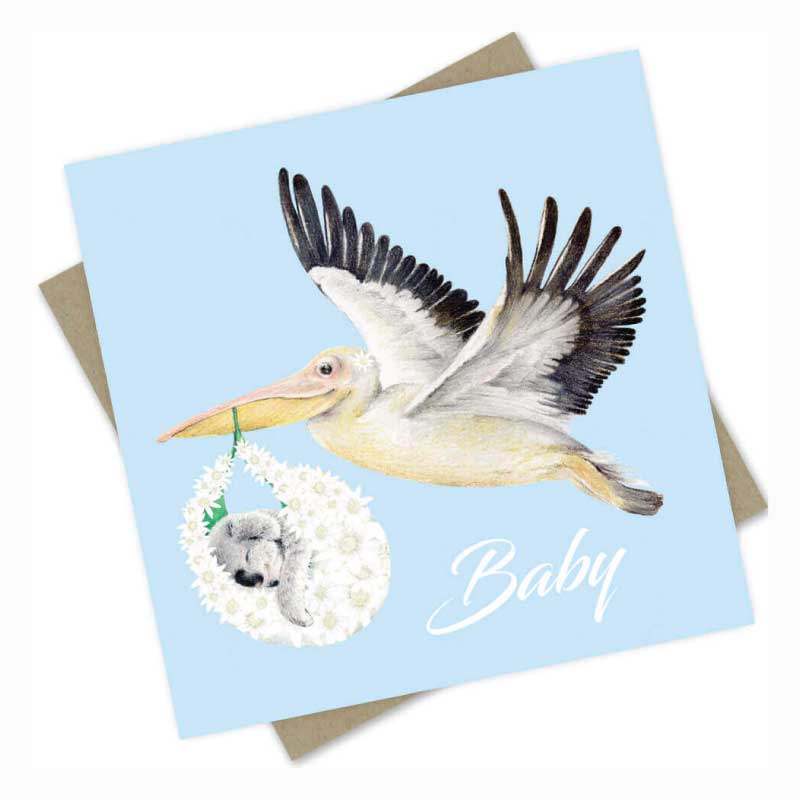 australian baby greeting card koala pelican