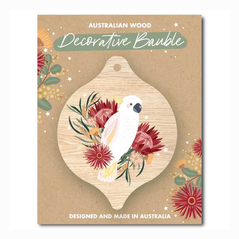 Australian Xmas Decoration Wooden - Cockatoo