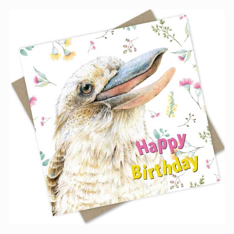 Australian Greeting Card Single - Kookaburra Birthday