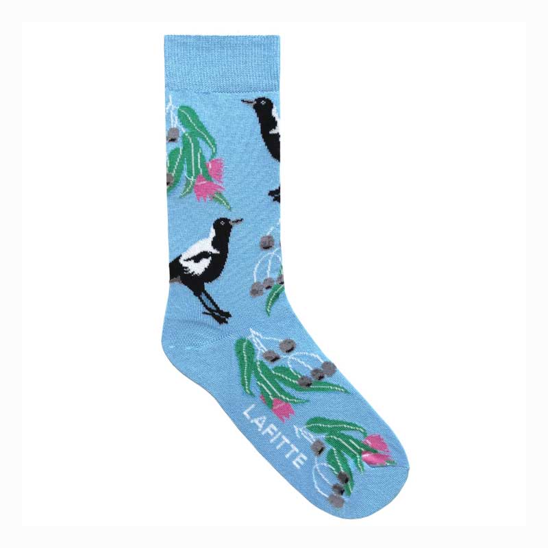 australian socks magpie sky blue womens