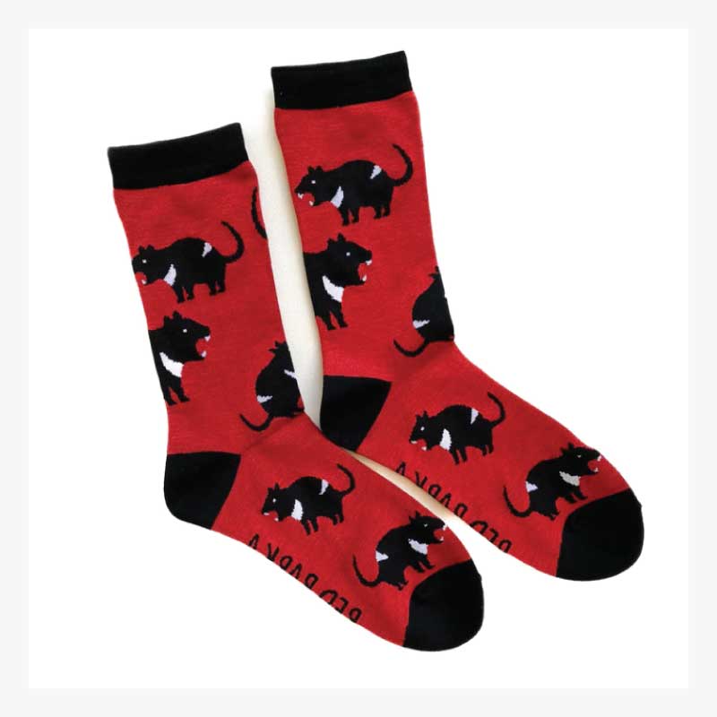 australian socks women tasmanian devil red