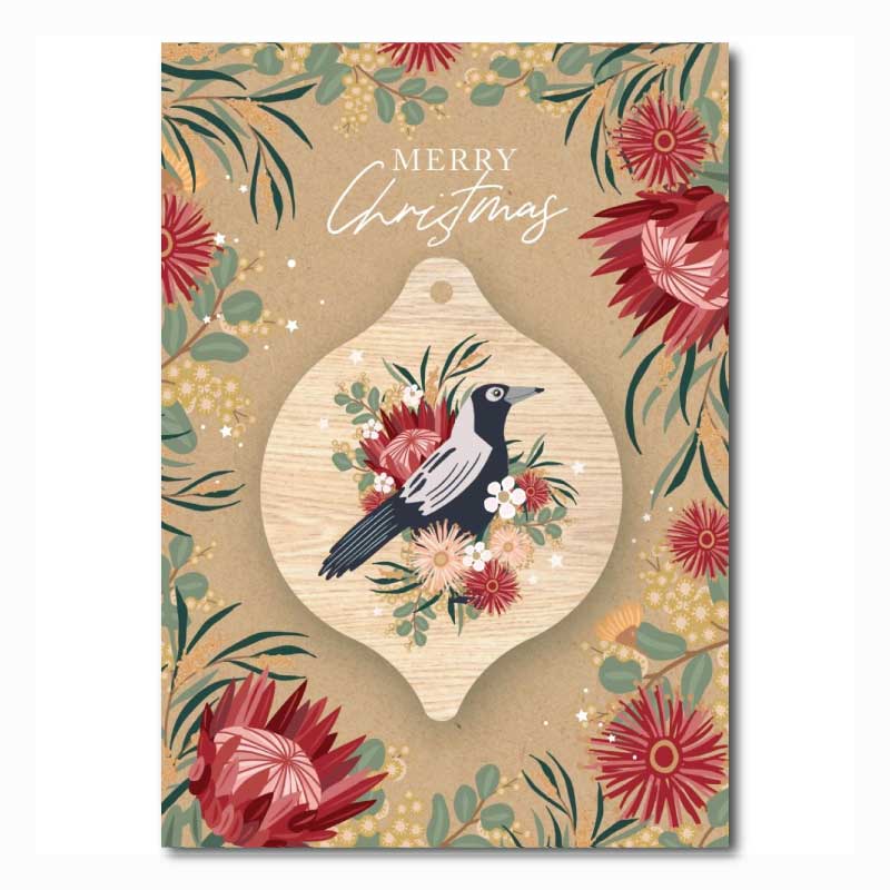 Australian Xmas Card & Decoration - Magpie