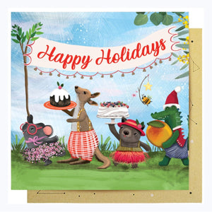 Aussie christmas card koala kanga wombat happy holidays