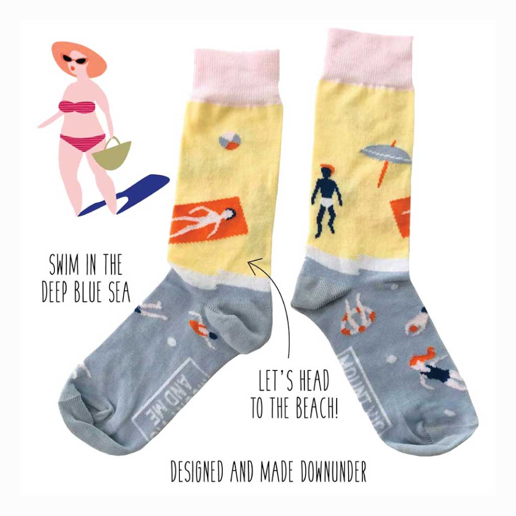 australian made socks swimmers beach