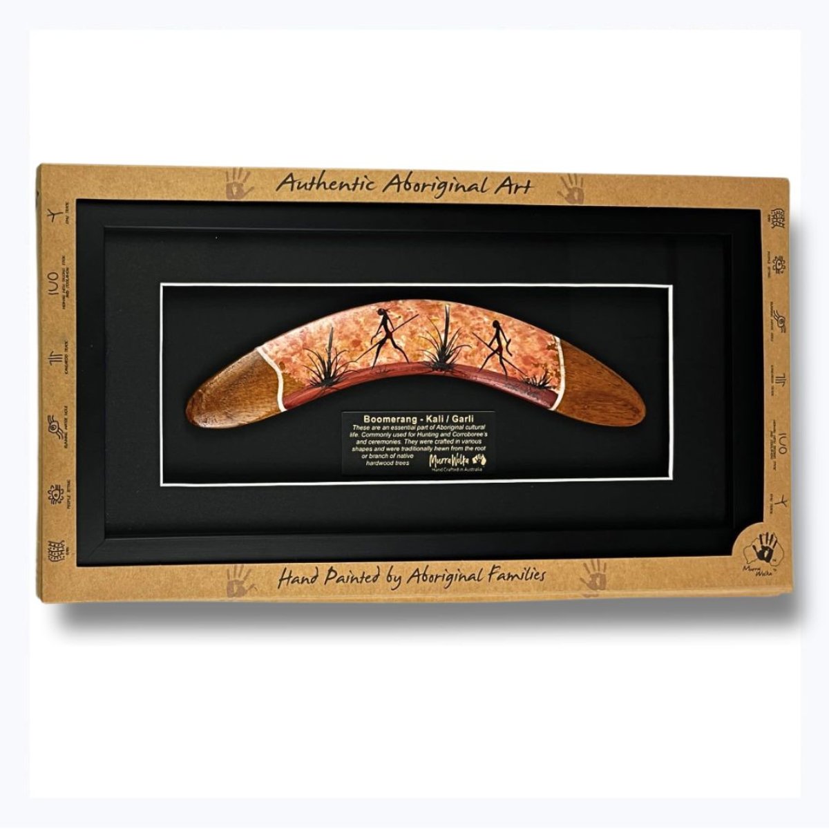 boomerang framed aboriginal hunters red australian made