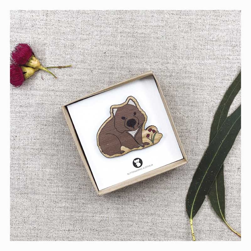 brooch-wombat-wooden-australian-made