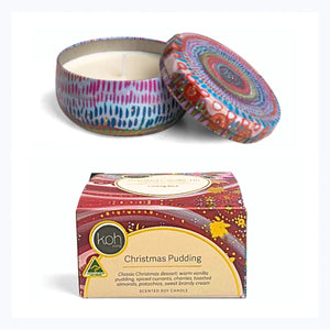 Aboriginal Candle Tin - Christmas Pudding