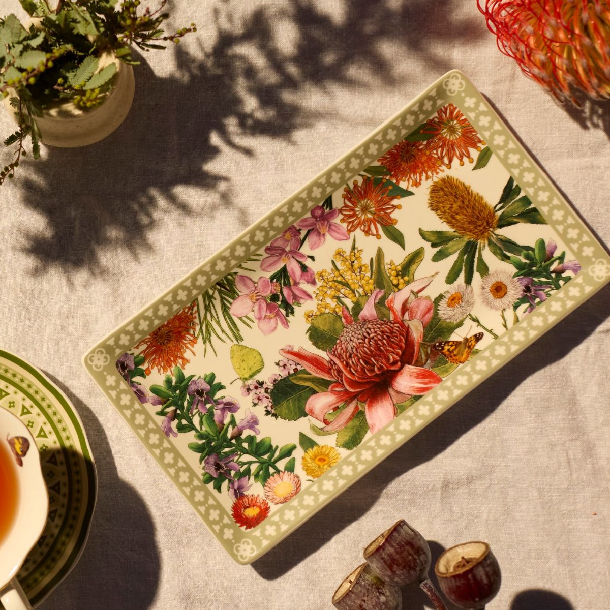 ceramic tray botanical blooms waratah