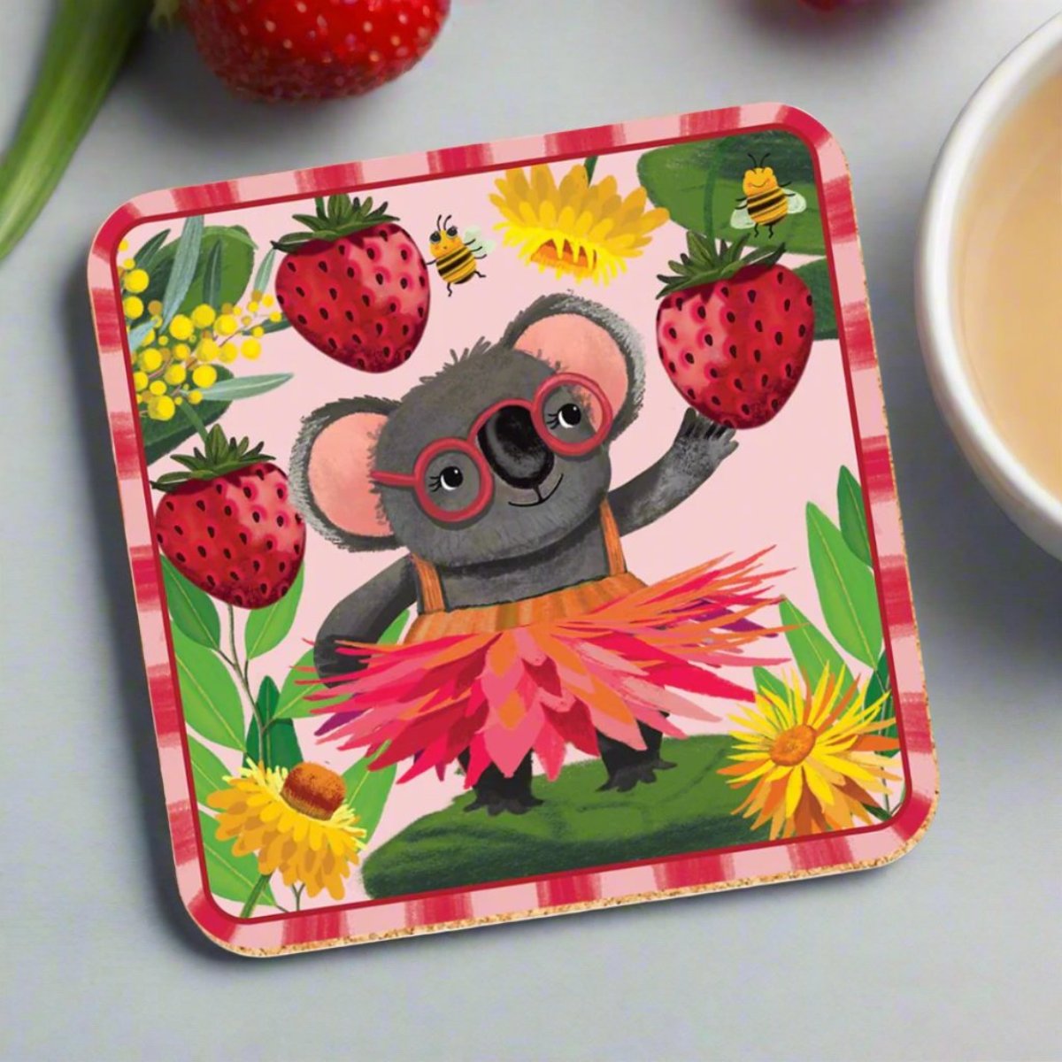 Koala Raspberry Coaster Single - Bush Party Strawberry Koala