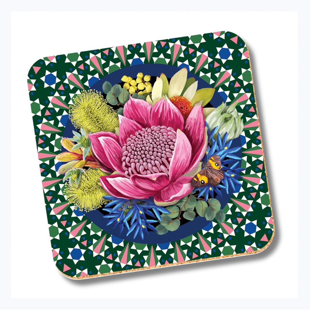 SINGLE DRINK COASTER WARATAH LA LA LAND BANKSIA EUCALYPTUS MEXICAN STYLE