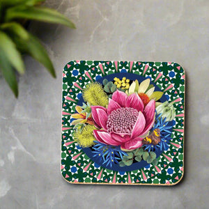 SINGLE DRINK COASTER WARATAH LA LA LAND BANKSIA EUCALYPTUS MEXICAN STYLE