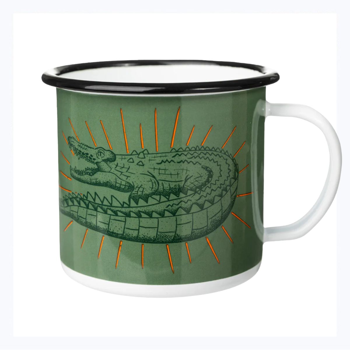 enamel mug crocodile green