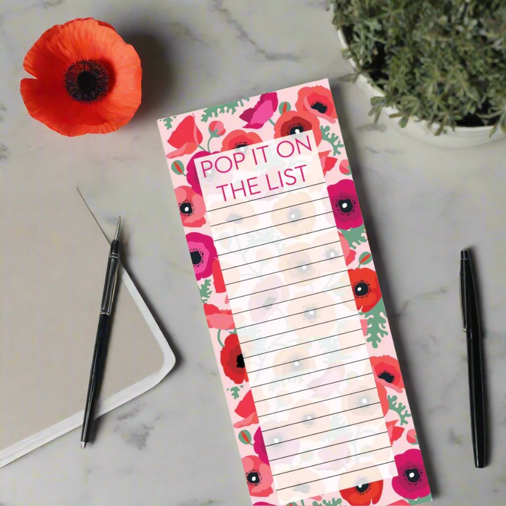 jotter notepad fridge poppies