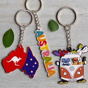 keyring australia map kangaroo southern cross stars souvenir