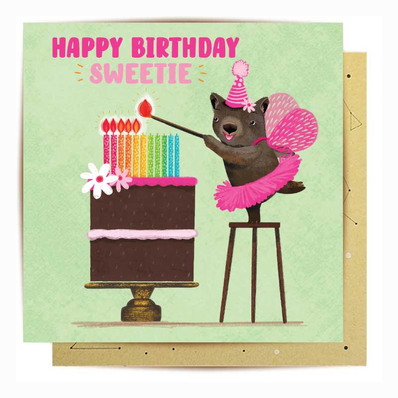 La La Land Card Birthday Sweetie Wombat