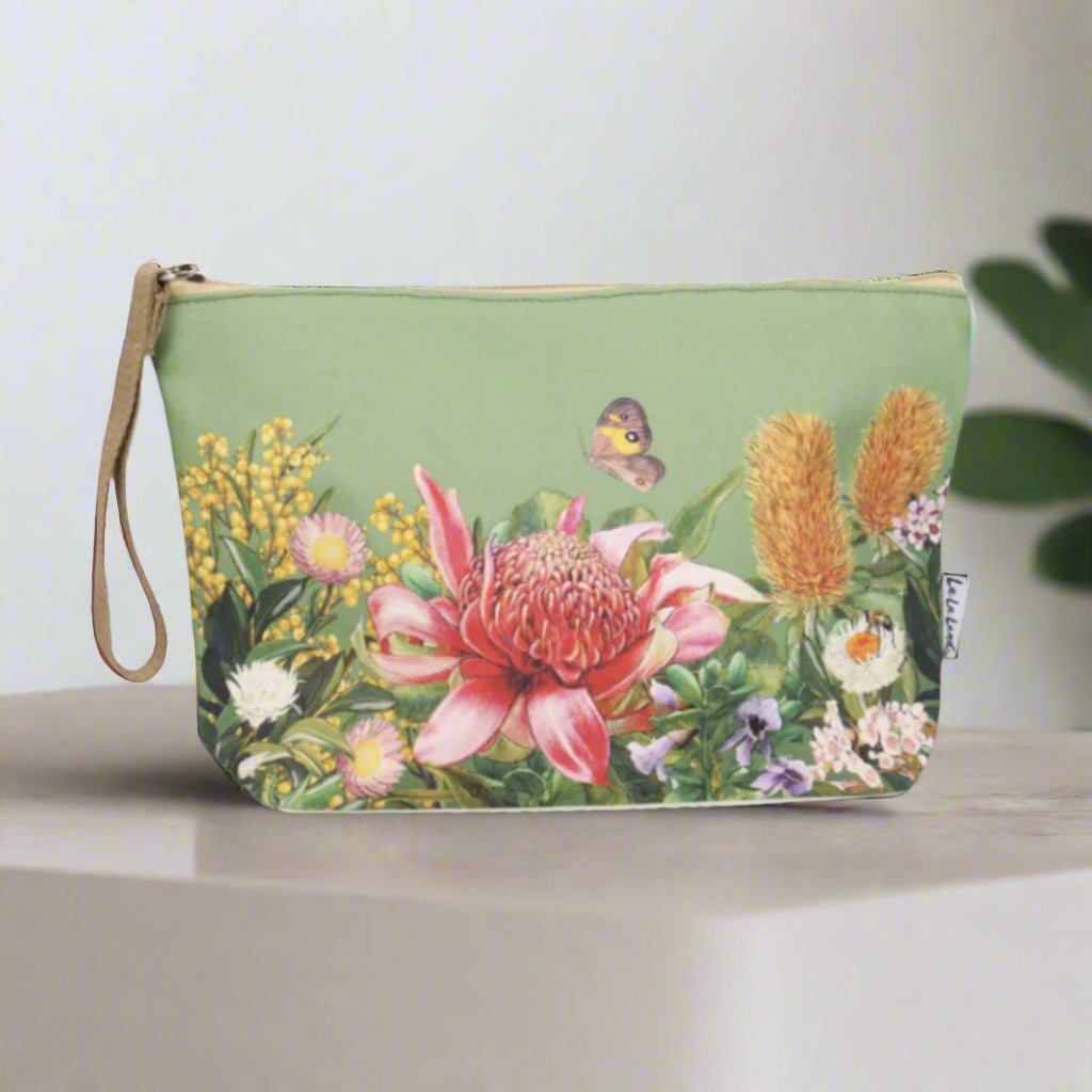 la la land trafel pouch australian flowers butterfly