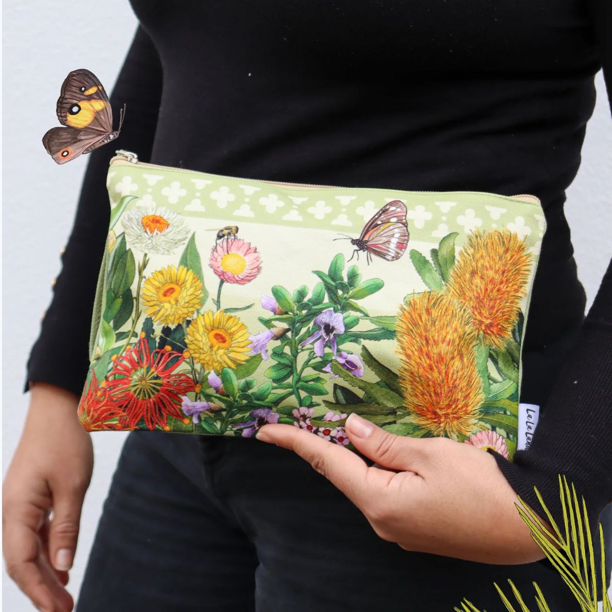 la la land clutch purse botanical blooms