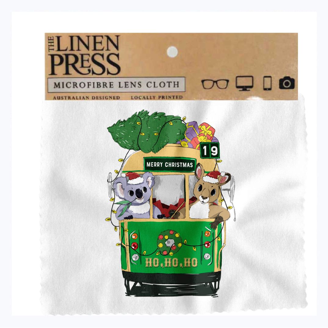 Lens Cloth - Melbourne - Green Tram Christmas Ho Ho Ho