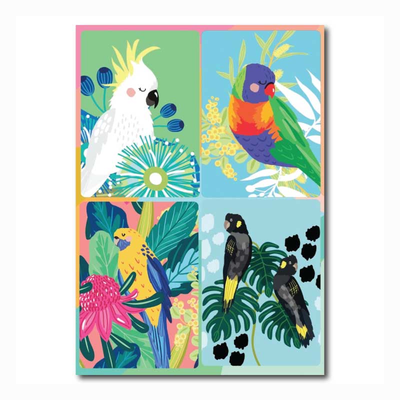 Australian Greeting Card Magnets - Cockatoo & Parrots