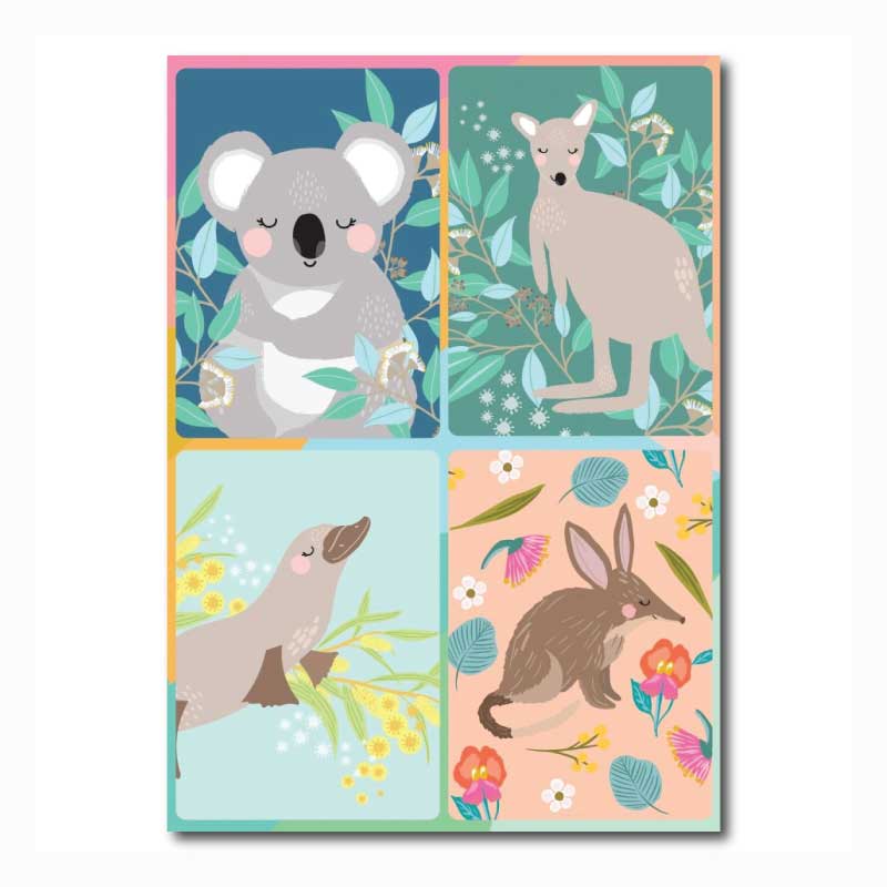 Australian Magnet Greeting Card  - Cute Aussie Animals