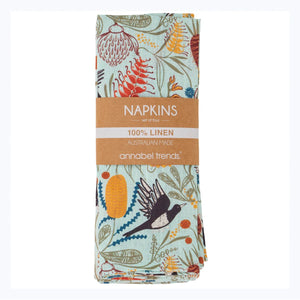 napkins australian made linen magpie florals