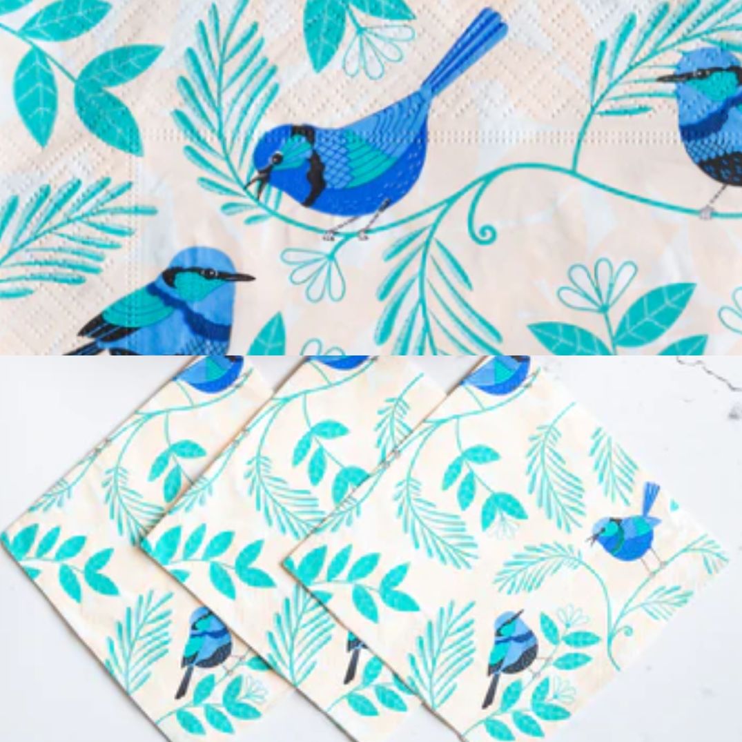 aussie paper napkin blue wren