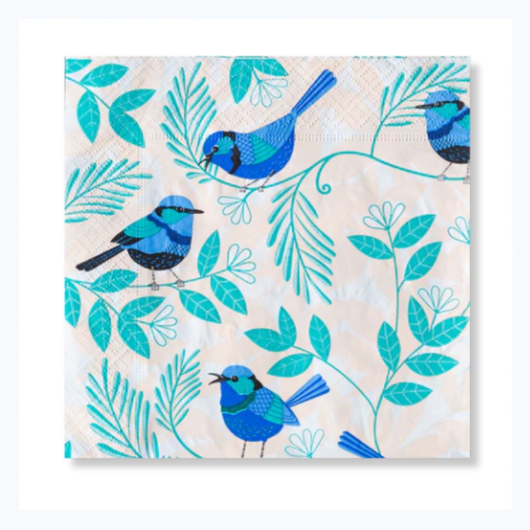 aussie paper napkin blue wren