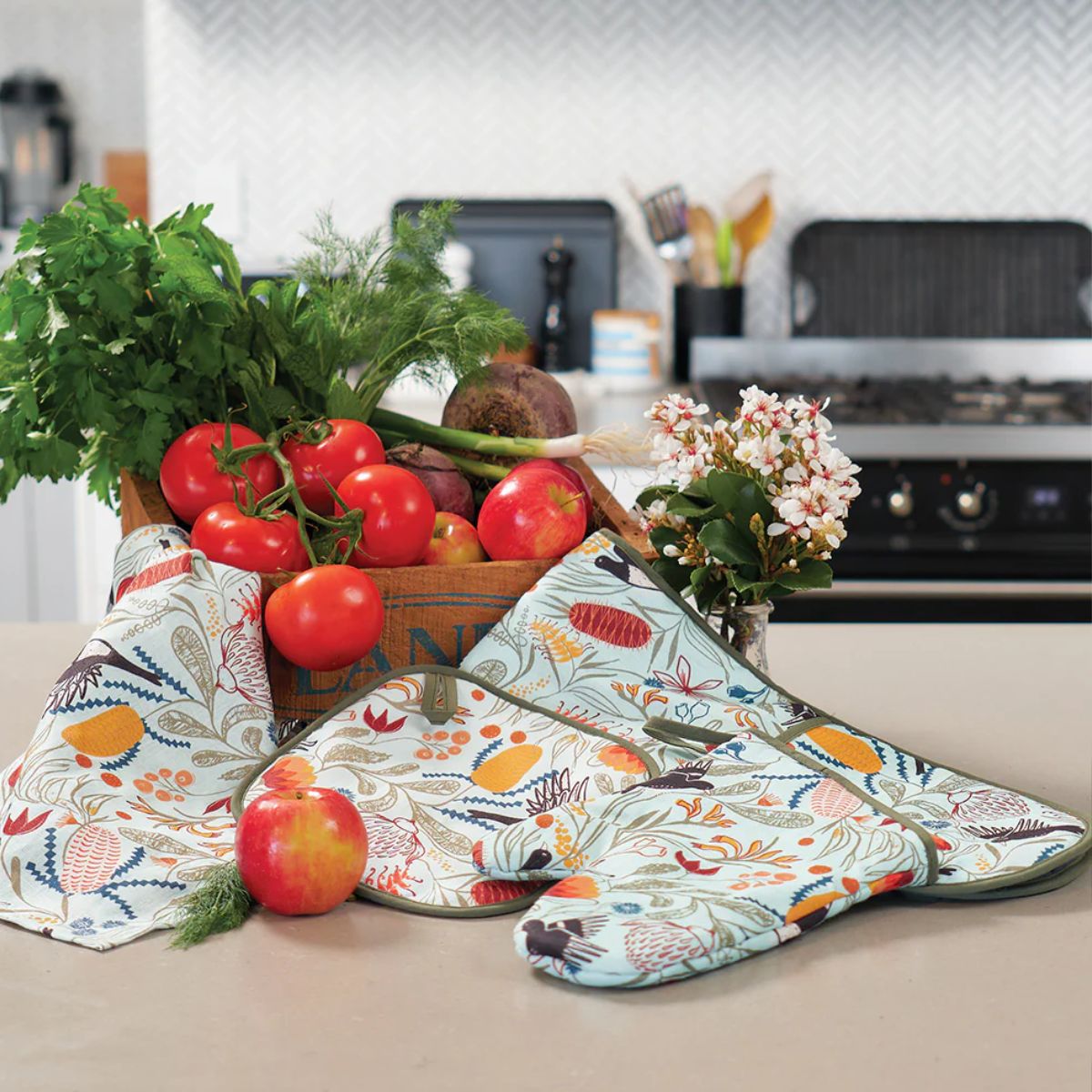 double oven mitt magpie florals