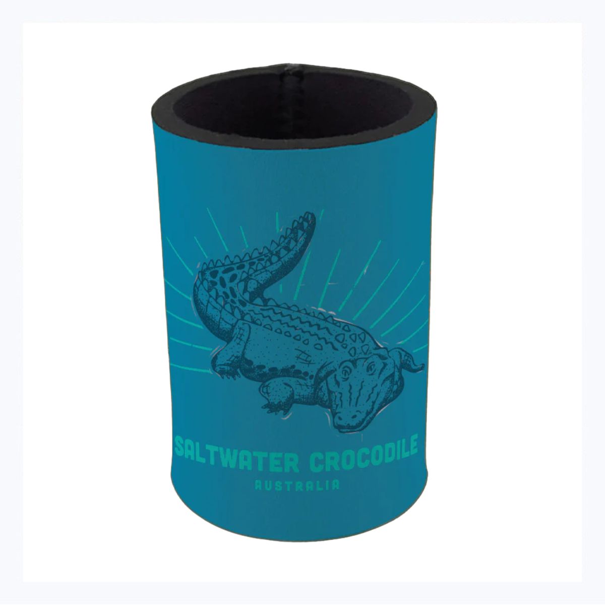 stubby holder crocodile blue