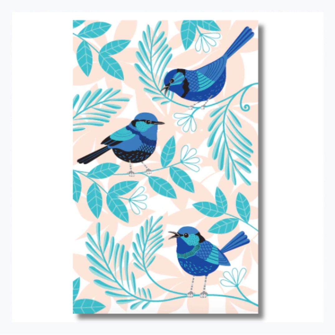 tea towel blue wren australia