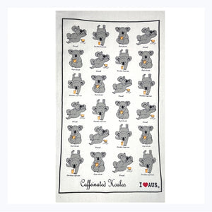 tea towel koalas coffee caffeinated