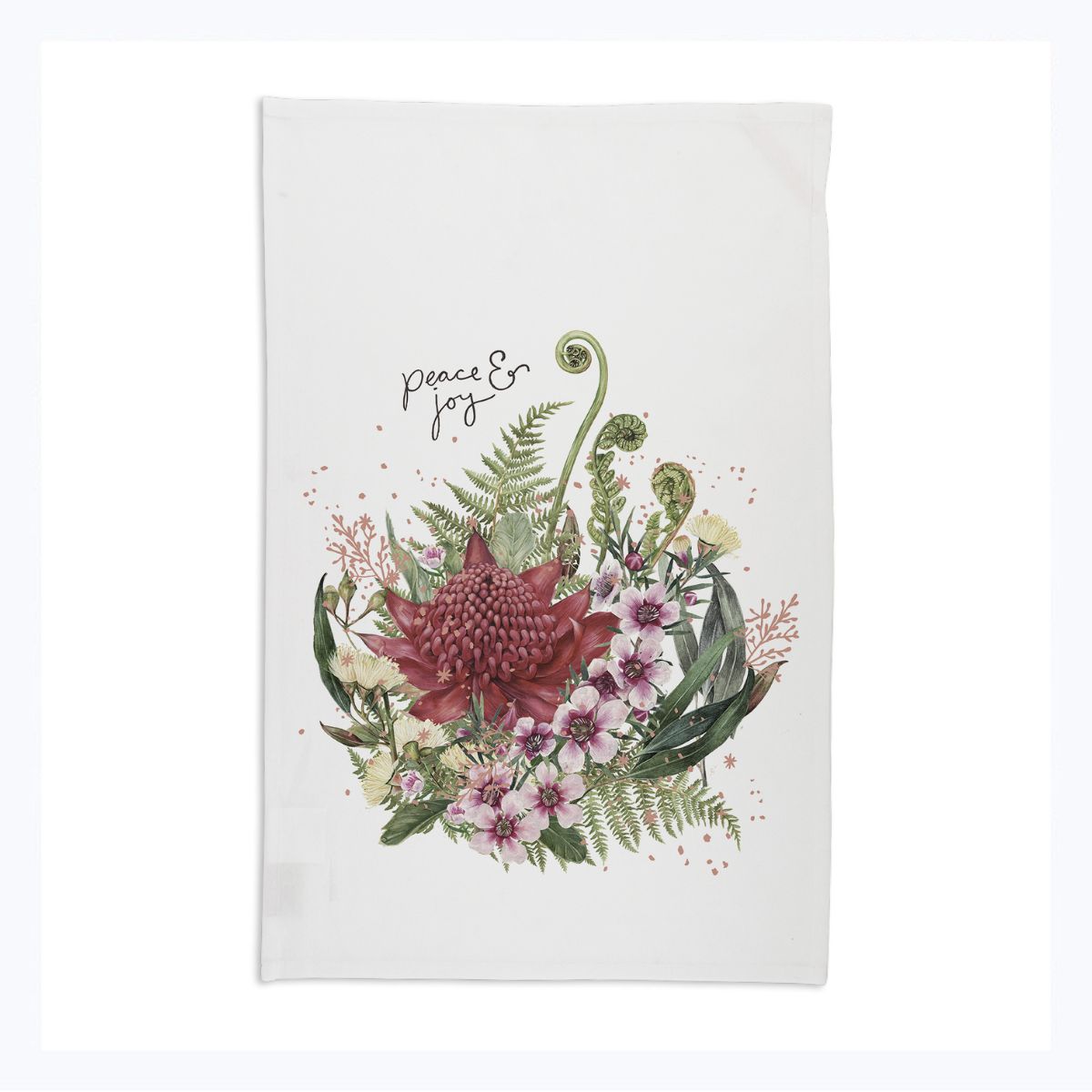 tea-towel-christmas-australia-waratah-flowers-peace-joy